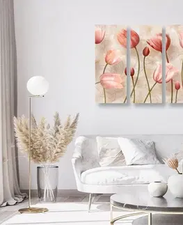 Obrazy kvetov 5-dielny obraz staroružové tulipány