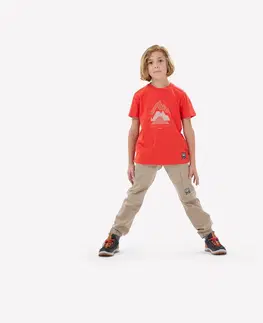 nohavice Turistické tričko MH100 7-15 rokov červené