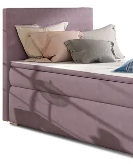 Postele NABBI Rodrigo 90 L čalúnená jednolôžková posteľ s úložným priestorom fialová