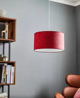 Závesné svietidlá Duolla Závesná lampa Bristol, tkaný vzor, červená