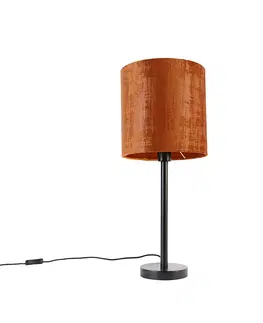 Stolove lampy Moderná stolná lampa čierna s červeným tienidlom 25 cm - Simplo