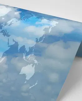 Samolepiace tapety Samolepiaca tapeta mapa sveta s nebeským pozadím