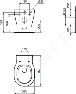 Záchody IDEAL STANDARD - Connect Závesné WC, Rimless, s Ideal Plus, biela E8174MA