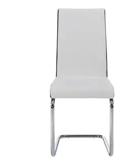 Stoličky Jedálenská stolička, ekokoža biela, čierna/chróm, NEANA