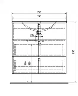 Kúpeľňa SAPHO - MITRA umývadlová skrinka 74,5x70x45,2 cm, antracit MT082