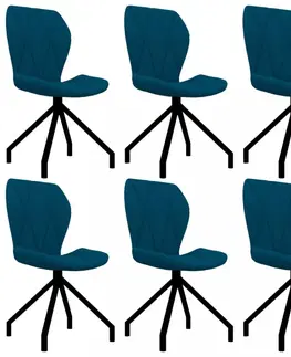 Jedálenské stoličky a kreslá Jedálenská stolička 6 ks umelá koža Dekorhome Modrá