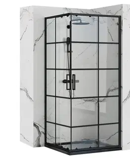 Sprchovacie kúty REA/S - Sprchovací kút CONCEPT 90x90 - čierny So sprchovou vaničkou Savoy black KPL-K1002