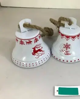 Vianočné dekorácie Kinekus Ozdoba závesná zvonček 12,5x12,5x13,5 cm kov biely mix