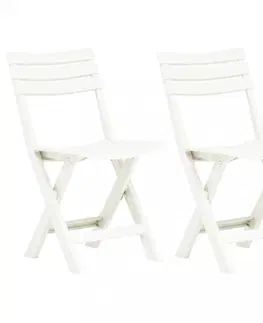 Záhradné kreslá a stoličky Skladacie záhradné stoličky 2ks plast Dekorhome Biela
