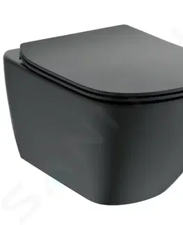 Záchody IDEAL STANDARD - Tesi Závesné WC s doskou SoftClose, Aquablade, čierna T3546V3