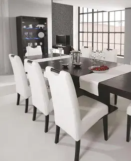 Jedálenské stoly PYKA Kacper 300/500 rozkladací jedálenský stôl biely vysoký lesk