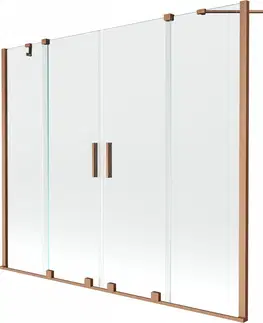 Sprchové dvere MEXEN/S - Velar Duo vaňová zástena posuvná 190 x 150 cm, transparent, miedź szczotkowana 896-190-000-02-65