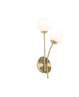 Nastenne lampy Moderné nástenné svietidlo zlaté s opálovým sklom 2-svetlo - Athens