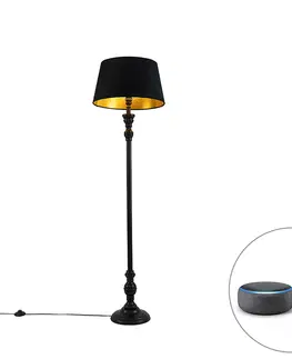 Stojace lampy Inteligentná stojaca lampa s tienidlom 45 cm čierna vrátane Wifi A60 - Classico