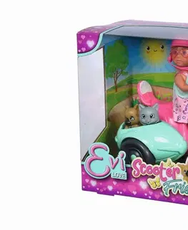 Hračky bábiky SIMBA - Bábika Evička na skútri so sajdkárou