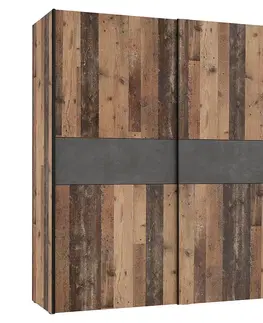 Spálňové skrine s posuvnými dverami Skriňa Oldheaven old wood/beton