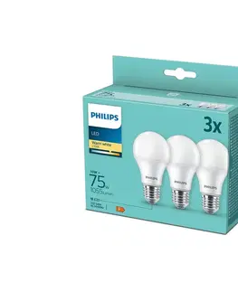 Žiarovky Philips LED sada žiaroviek 3x10W-75W E27 1055lm 2700K set 3ks, biela