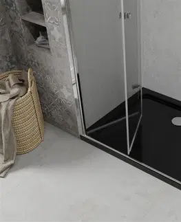 Vane MEXEN/S - Lima sprchovací kút zalamovacie dvere 100 x 80, transparent, chróm + Flat čierna vanička so sifónom 856-100-080-01-00-4070