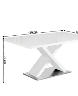 Jedálenské stoly Jedálenský stôl, biela s vysokým leskom HG, 160x90 cm, FARNEL
