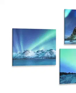 Zostavy obrazov Set obrazov krása polárnej žiary