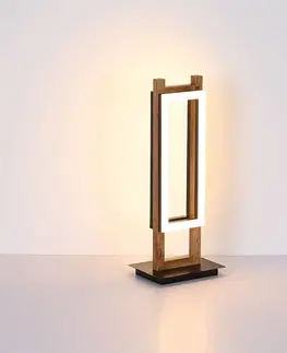 Stolové lampy Globo Stolová LED lampa Illa v drevenom dizajne