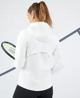 mikiny Dámska tenisová mikina Dry 900 s kapucňou biela