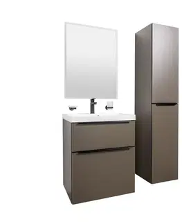 Kúpeľňový nábytok MEREO - Mailo, kúpeľňová skrinka s umývadlom z liateho mramoru 81 cm, šedá láva, čierne madlo CN561MB