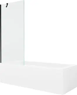 Sprchové dvere MEXEN/S - Vega obdĺžniková vaňa 160 x 70 cm s panelom + vaňová zástena 80 cm, transparent, čierna 550116070X9508000070