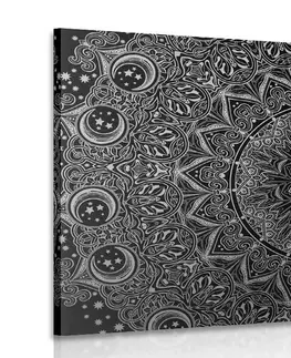 Čiernobiele obrazy Obraz orientálna Mandala v čiernobielom prevedení