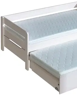 Postele Biela posteľ z masivu BOBÍK s prístelkou, 200x90
