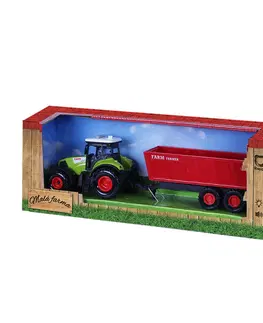 Hračky - dopravné stroje a traktory RAPPA - Traktor plastový so zvukom a svetlom s červenou vlečkou