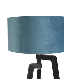Stojace lampy Stojací lampa statív čierna s modrým odtieňom a zlatom 50 cm - Puros