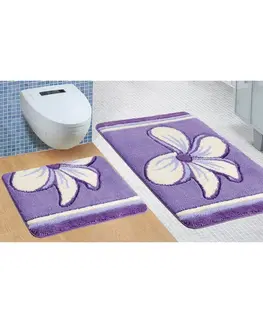 Koberce a koberčeky Bellatex Sada kúpeľňových predložiek Ultra Kvet fialová, 60 x 100 cm, 60 x 50 cm