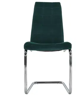 Stoličky Jedálenská stolička, smaragdová Velvet látka/chróm, SALOMA NEW