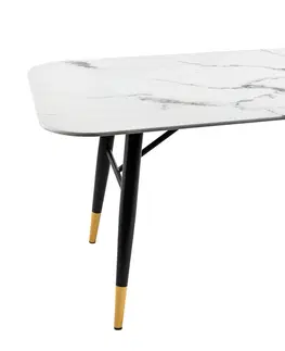 Konferenčné stolíky LuxD Dizajnový konferenčný stolík Laney 110 cm biely - vzor mramor
