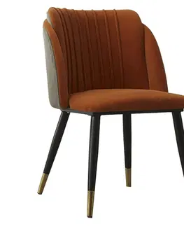 Jedálenské stoličky KONDELA Kiria jedálenská stolička terakota / sivá (Velvet)
