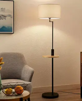 Stojacie lampy Lindby Lindby Zinia stojaca lampa, USB, čierna