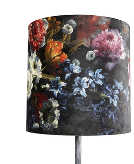 Stojace lampy Vintage stojaca lampa starožitný sivý odtieň kvetinový vzor 40 cm - Simplo