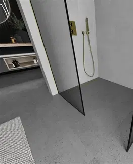 Sprchové dvere MEXEN/S - Kioto Sprchová zástena Walk-in 140 x 90 cm, čierny vzor, zlatá 800-140-202-50-70-090