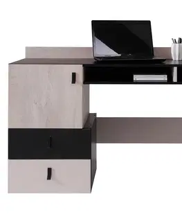 Moderné kancelárske stoly Písací stôl Planet Pl9 čierna/Dub/béžová