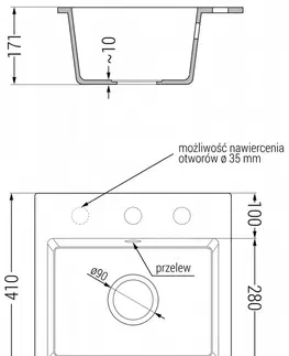 Kuchynské drezy MEXEN/S MEXEN/S - Milo granitový drez 1 435 x 410 mm, čierna kropenatá, + čierny sifón 6505441000-76-B