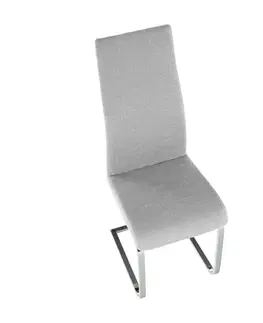 Stoličky Jedálenská stolička, látka svetlosivá/chróm, AMINA