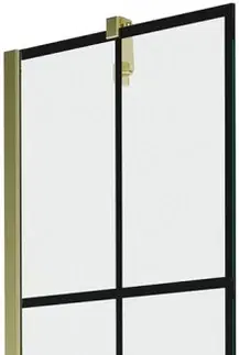 Sprchové dvere MEXEN/S - Next vaňová zástena FIX 50 x 150 cm, čierna dekor, zlatá 895-050-000-00-77-50