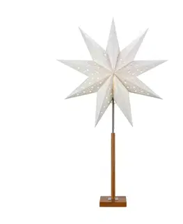Vianočné svetelné hviezdy Markslöjd Stojaca hviezda Solvalla drevený podstavec, biela