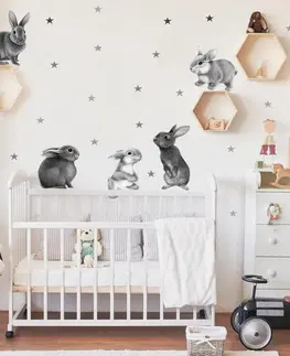 Nálepky na stenu Nálepky na stenu - Sivé zajačiky do detskej izby