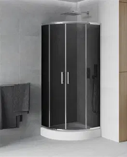 Vane MEXEN/S - Rio štvrťkruhový sprchovací kút 70 x 70, grafit, chróm + vanička Rio 863-070-070-01-40-4710