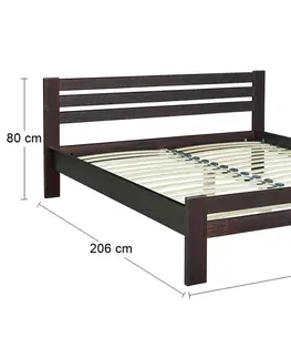 Postele NABBI Antalya WB-160 drevená manželská posteľ s roštom orech