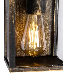 Vonkajsie nastenne svietidla Vintage nástenné svietidlo starožitné zlaté 38 cm 2-svetlo IP44 - Charlois