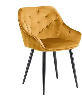 Čalúnené stoličky Stolička K487 velvet/kov horčicová 56x65x81