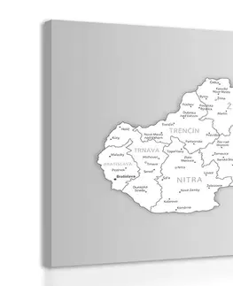 Obrazy mapy Obraz čiernobiela mapa Slovenskej republiky